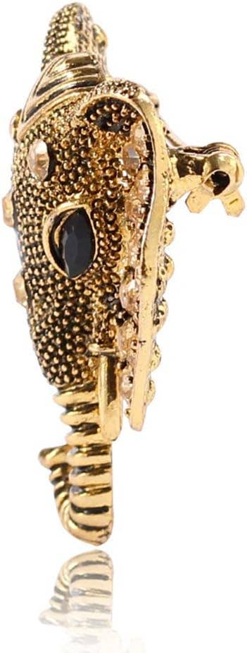 Sparkling Elephant Head Brooch – Crystal Accent Pin: Gold