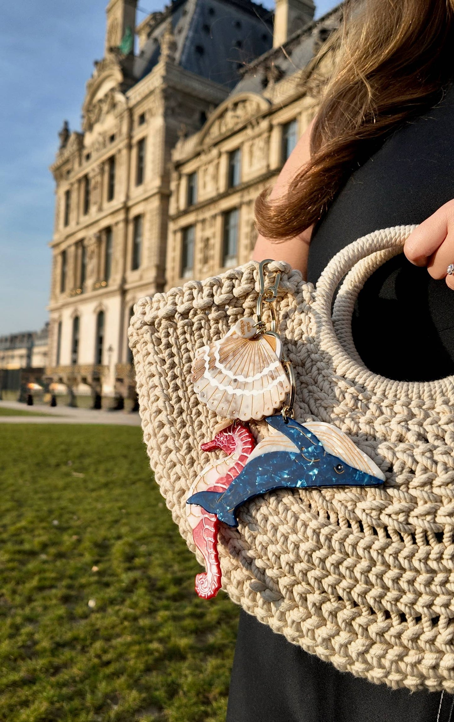 Hand-painted Seashell Bag Charm & Keychain | Eco-Friendly
