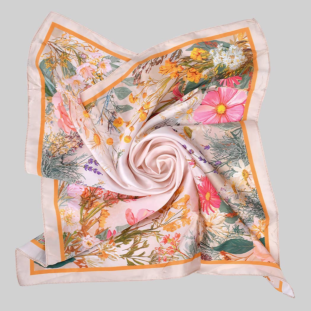 Daisy and Rose Silky Scarf: Orange