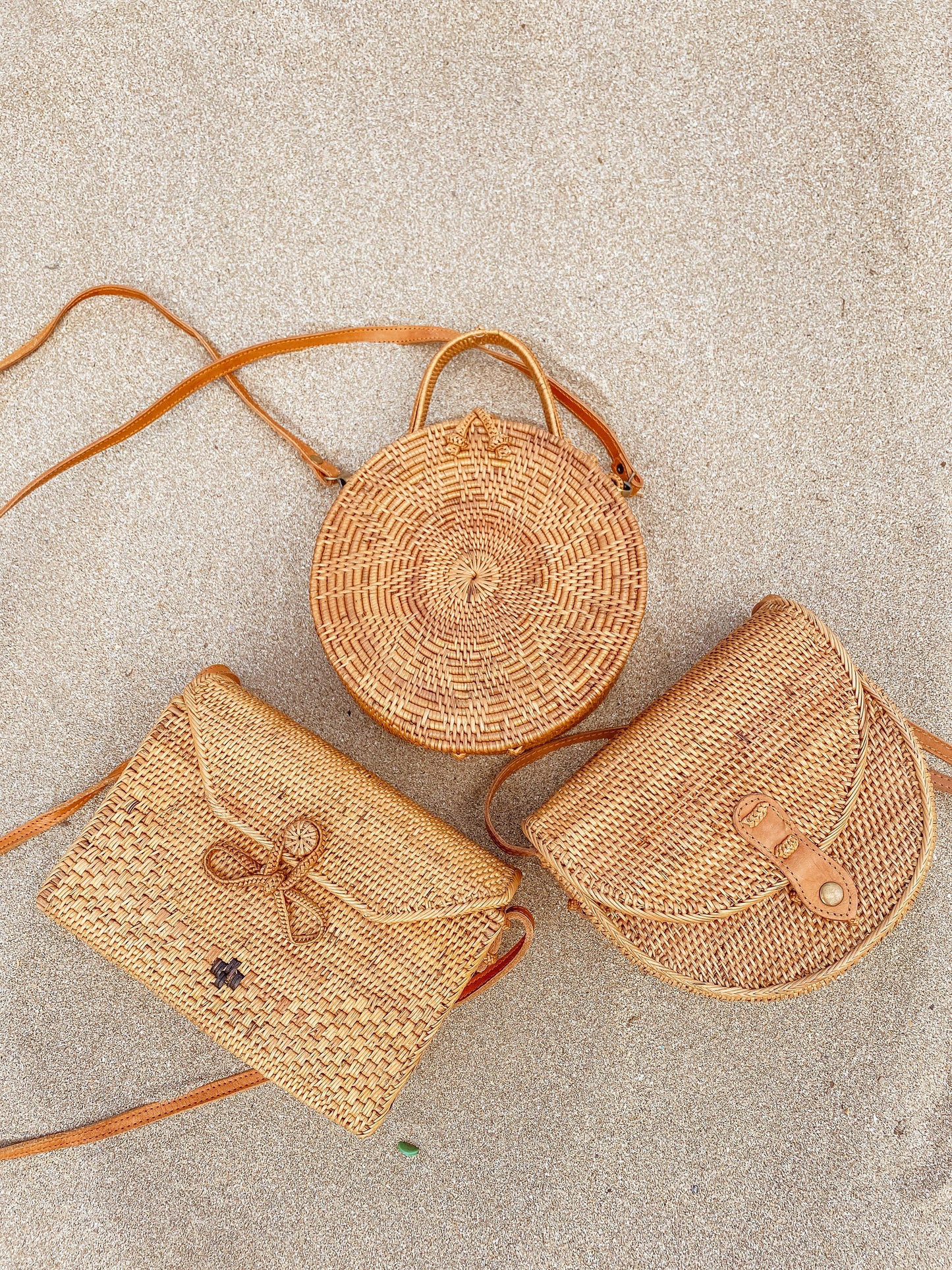 Rattan Saddle Crossbody Bag