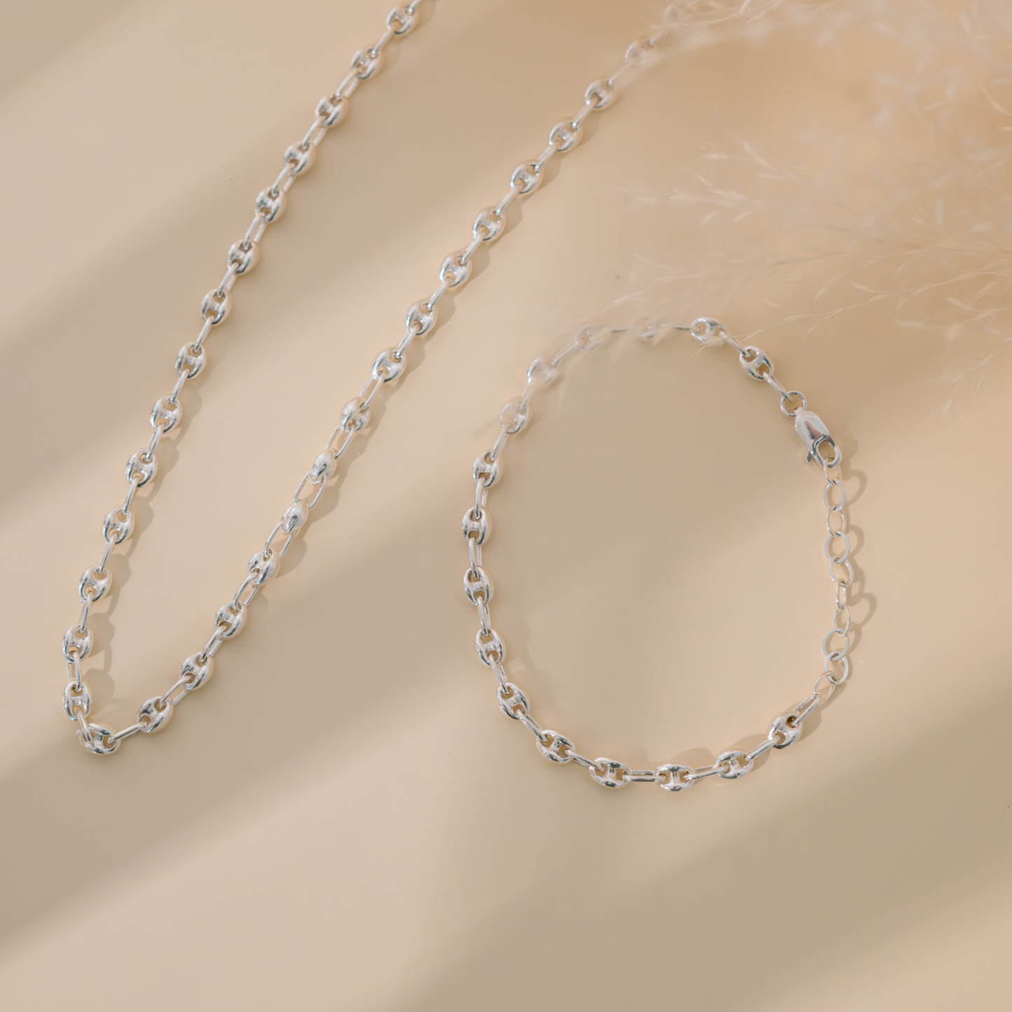 Puffed Mariner Chain Bracelet (Silver)