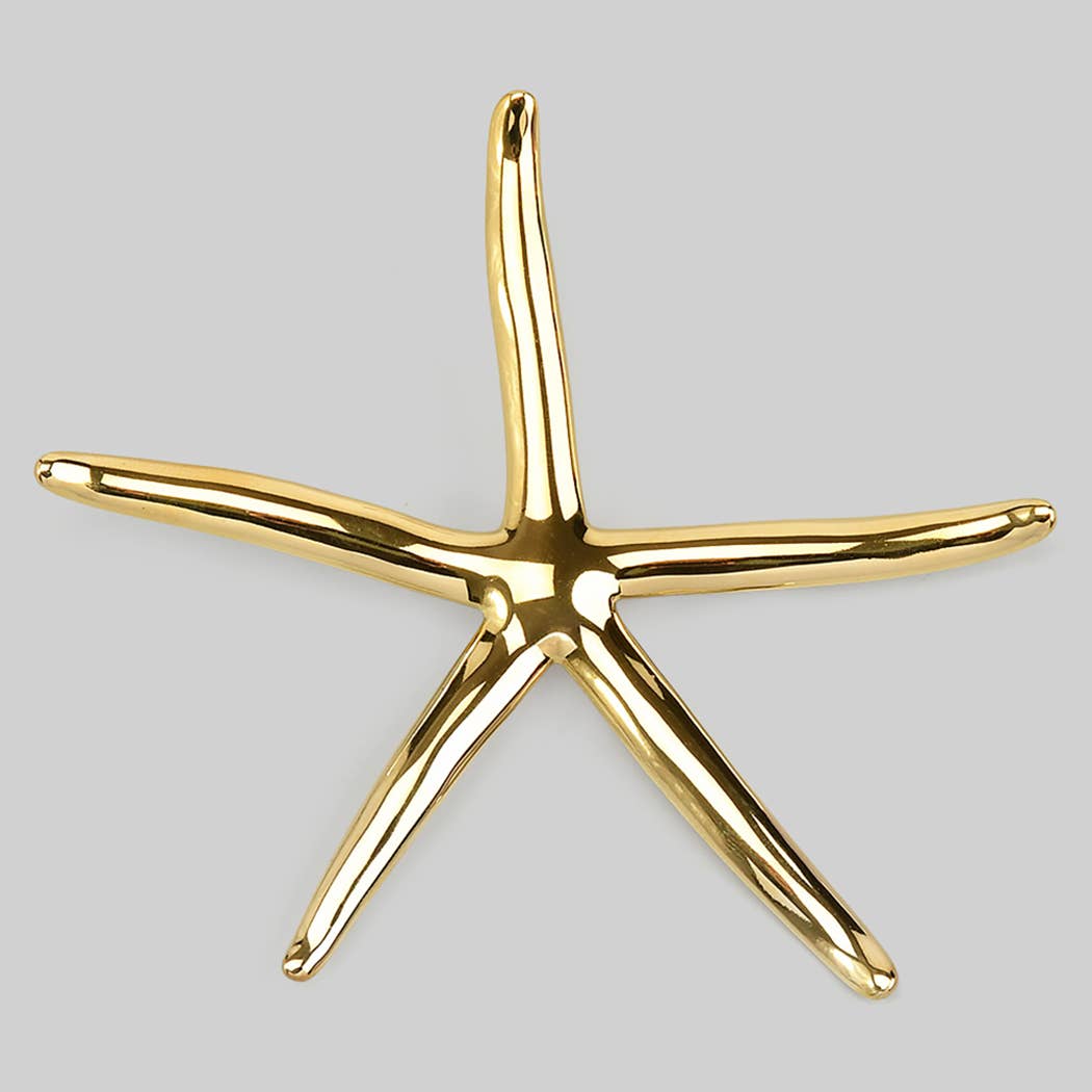 Stainless Steel Starfish Brooch Pin: Gold