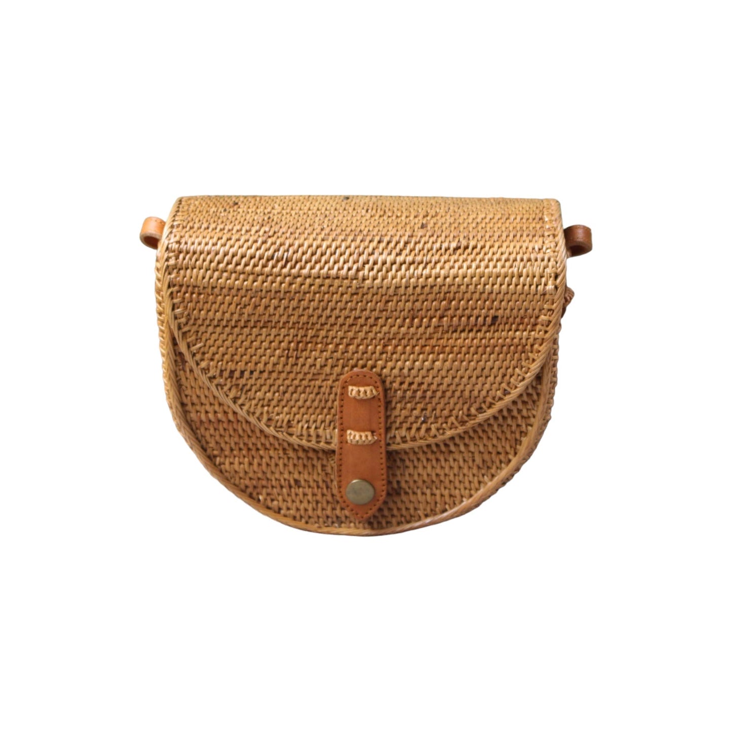 Rattan Saddle Crossbody Bag