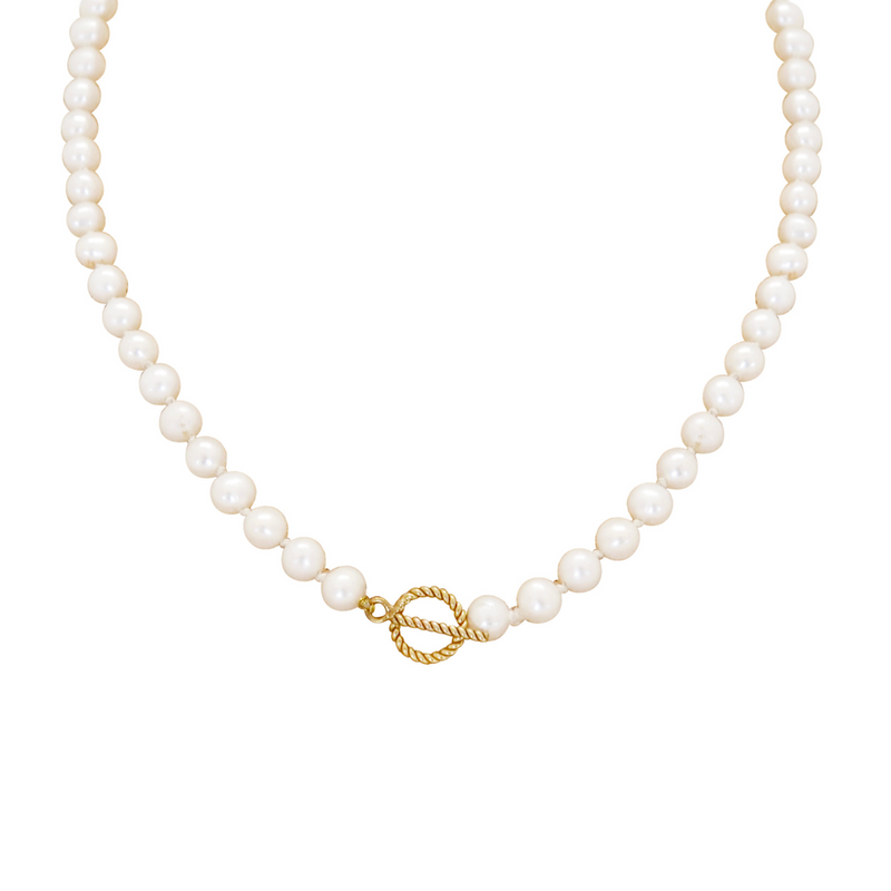 Classic Pearl Knotted Necklace - White Pearl