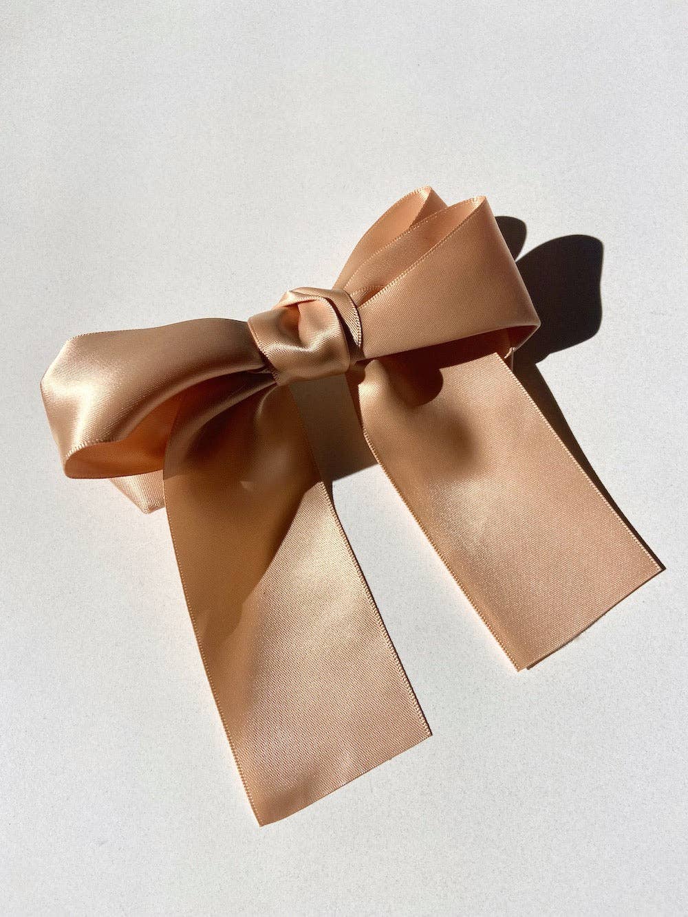 Satin Hair Bow Clip: Champagne