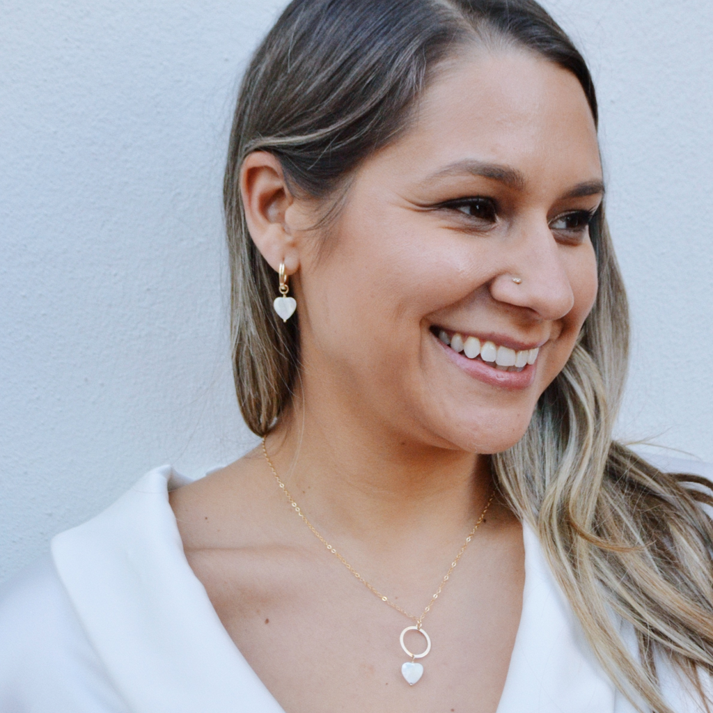 Pearly Heart Drop Hoops chic jewelry, simple jewelry, dainty jewelry