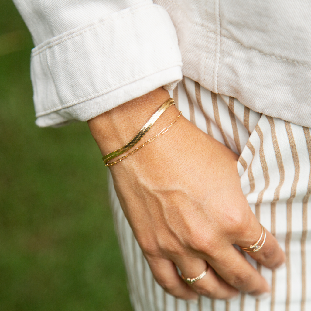 Paperclip Chain Initial Bracelet • Sterling Silver or 14K Gold-Filled Small Initial / 14K Gold Filled