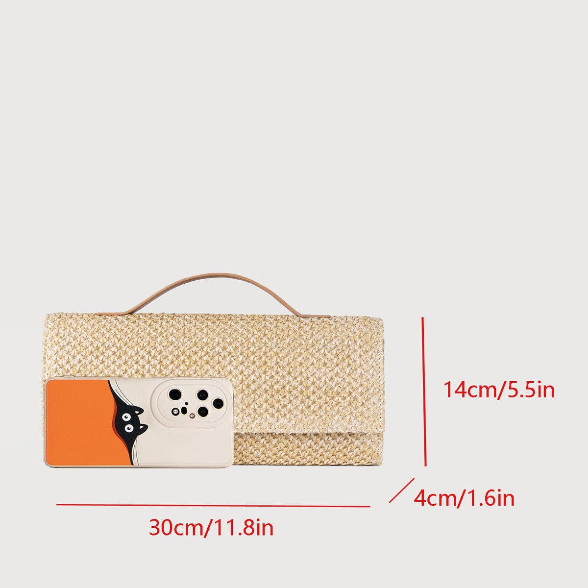 Women's Straw Bag Metal Chain Crossbody Bag: Khaki
