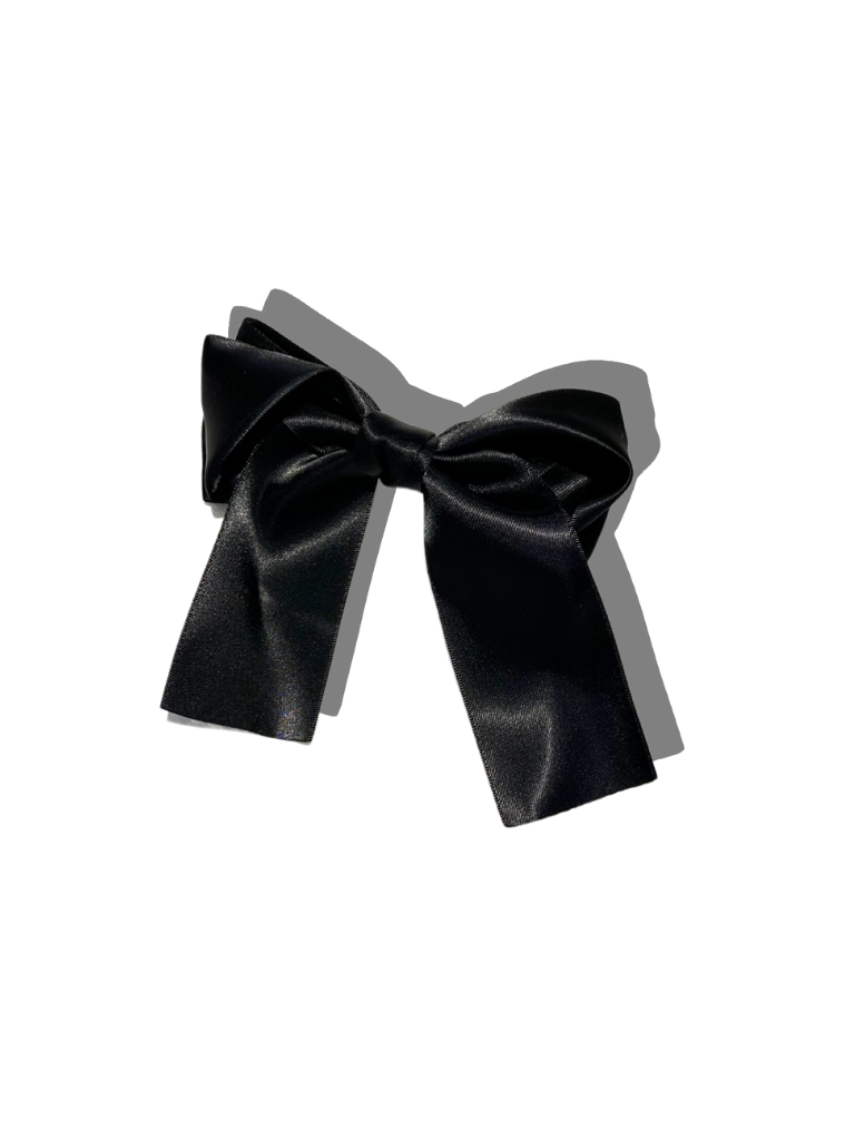 Handmade Satin Hair Bow Clip - Black
