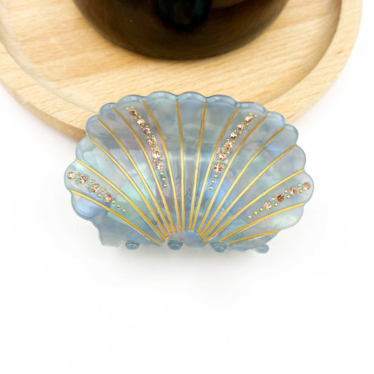 Crystal Shell Claw Clip: Blue Gray