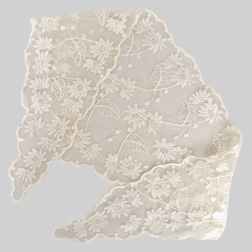 Lacy Floral Head Wrap or Shoulder Wrap: Ivory