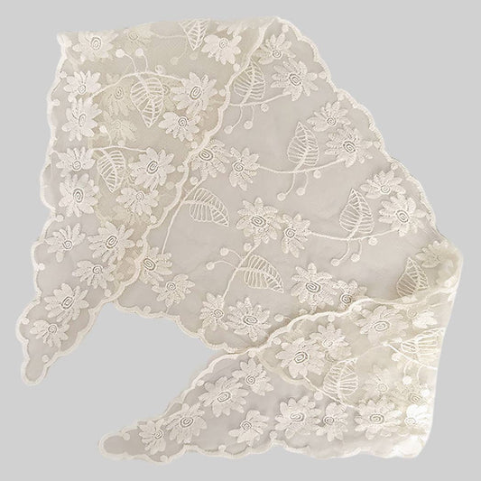 Lacy Floral Head Wrap or Shoulder Wrap: Ivory