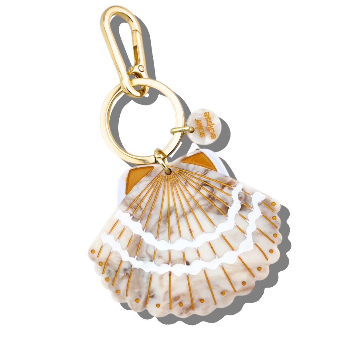 Hand-painted Seashell Bag Charm & Keychain | Eco-Friendly