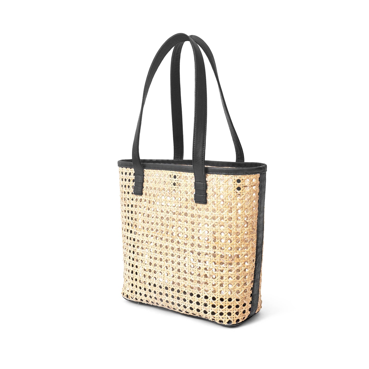 Petite French Rattan Tote: Black
