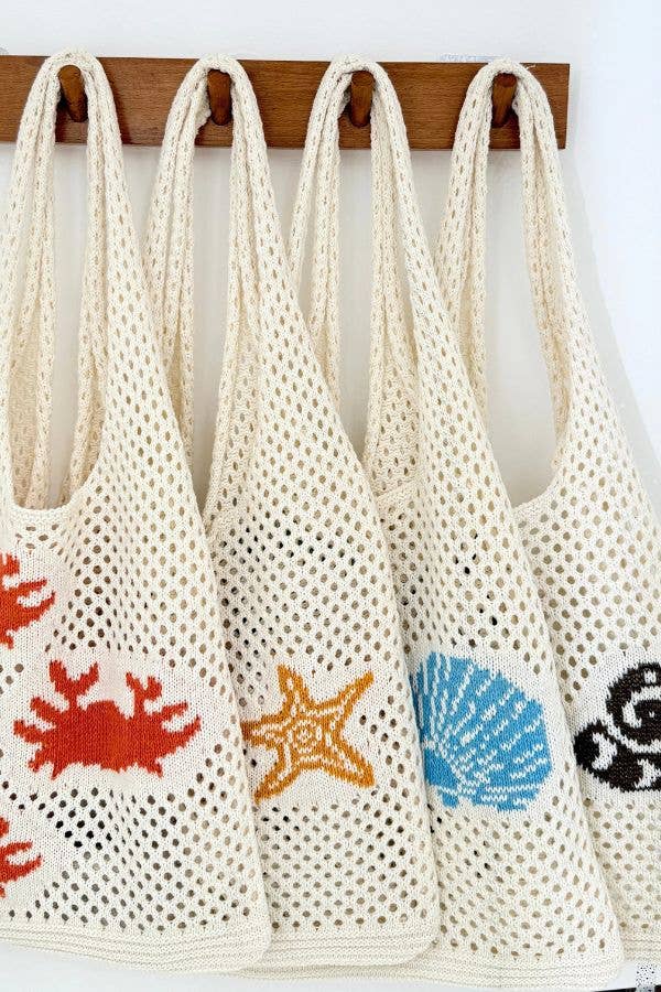 Crochet Tote Beach Bag: Crab