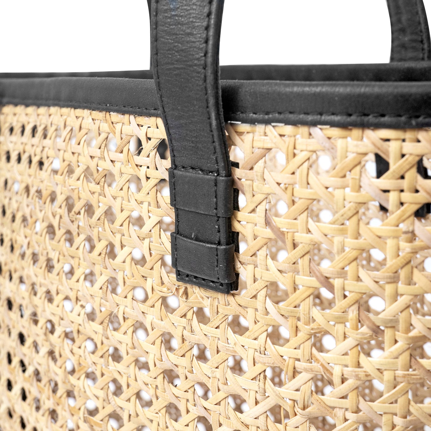 Petite French Rattan Tote: Black