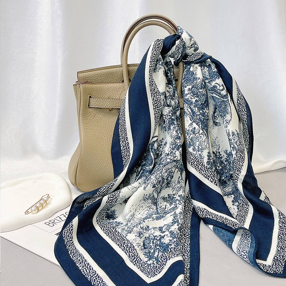 Ink Art Velvet Scarf - Blue