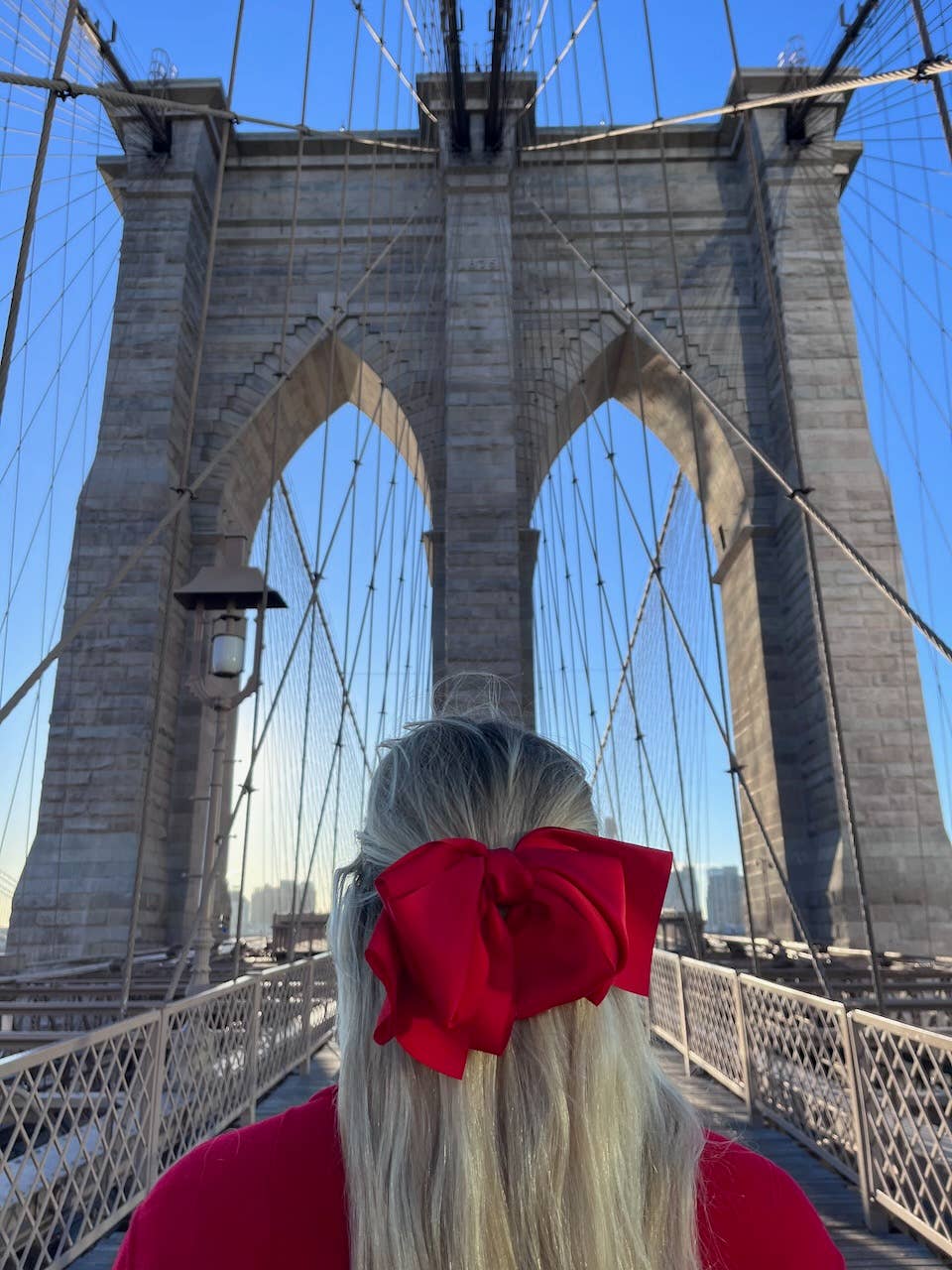 Handmade Satin Bow Hair Clip - Red