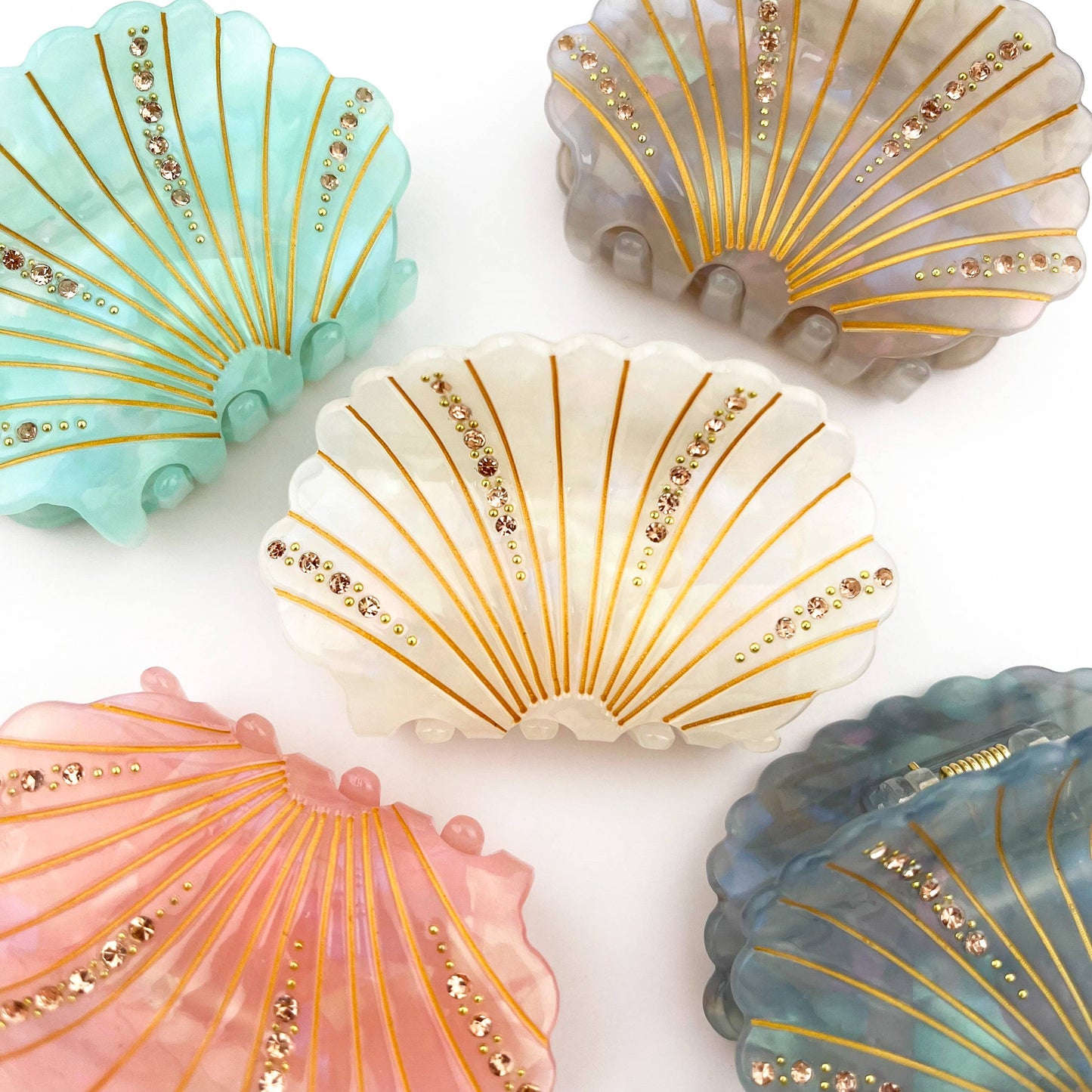 Crystal Shell Claw Clip: Pink