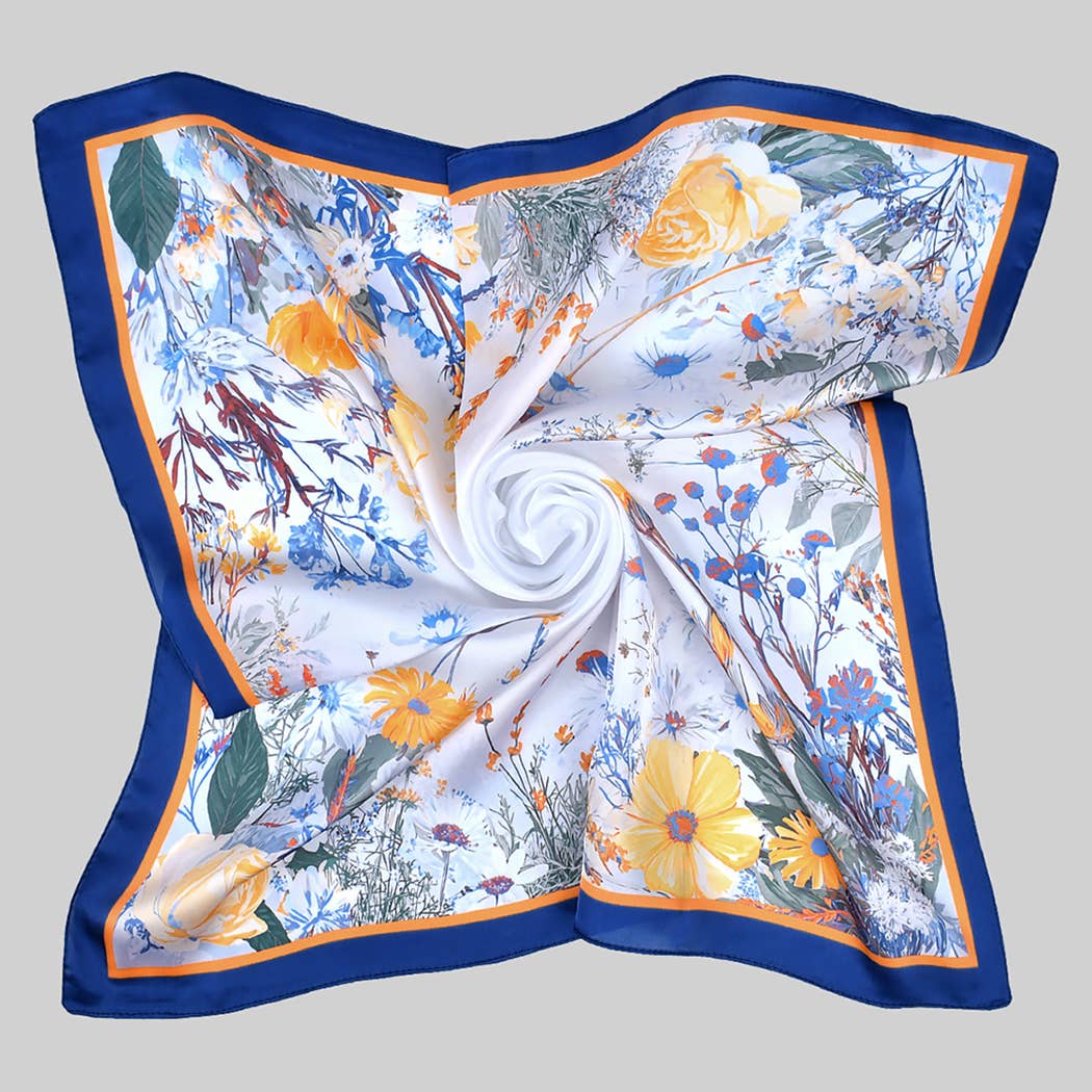 Daisy and Rose Silky Scarf: Navy