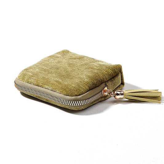 Fringe Zipper Jewelry Organizer Fabric: Avocado Green