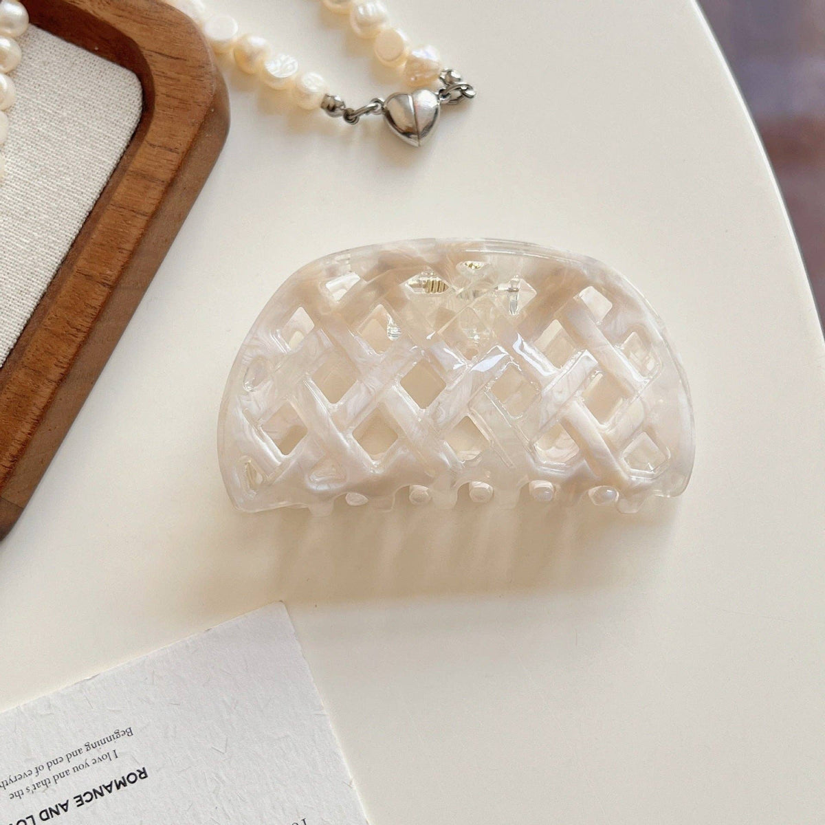 Solid Creamy White Acetate Large Hair Claw