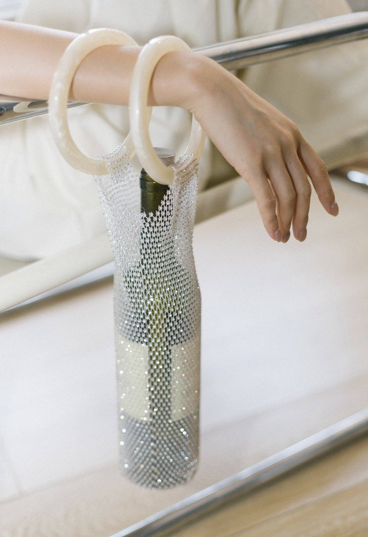 Luxe Crystal Wine Carrier: White
