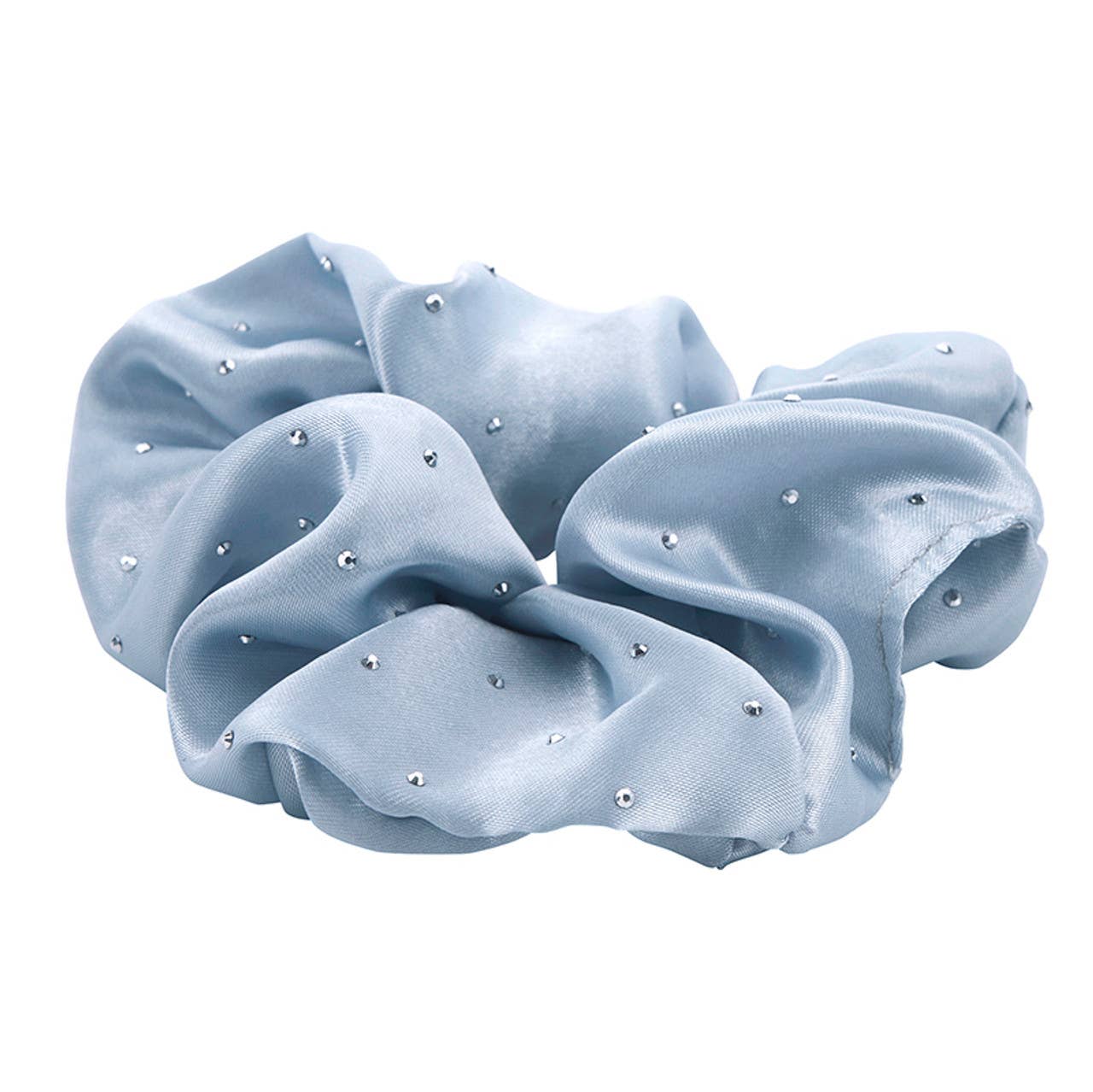 Large Satin Rhinestone Scrunchie in Diamond Ornament - Blue