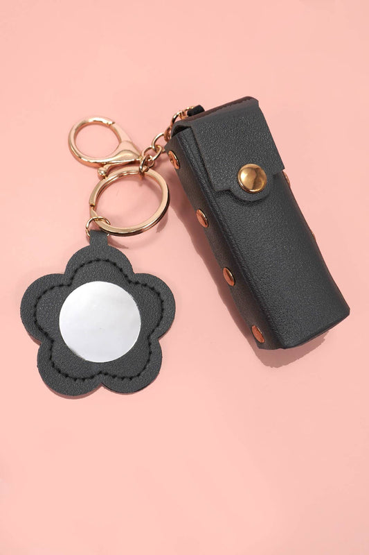 Lip Gloss Bag Charm Keychain - Black