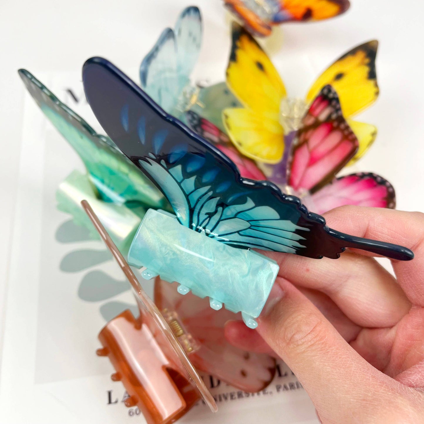 Large butterfly hair clip: LightBlue