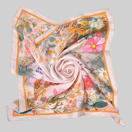 Daisy and Rose Silky Scarf: Orange