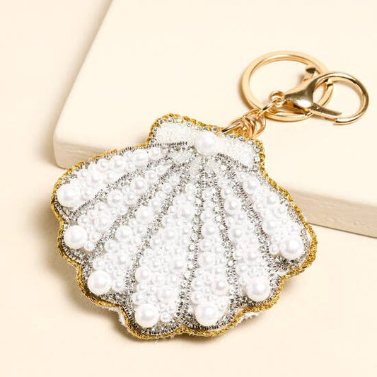 Pearl Beaded Shell Keyring/bag charm