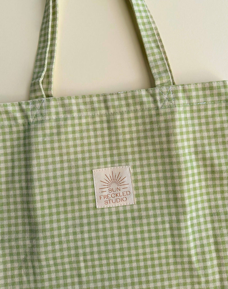 Sage Gingham Tote Bag