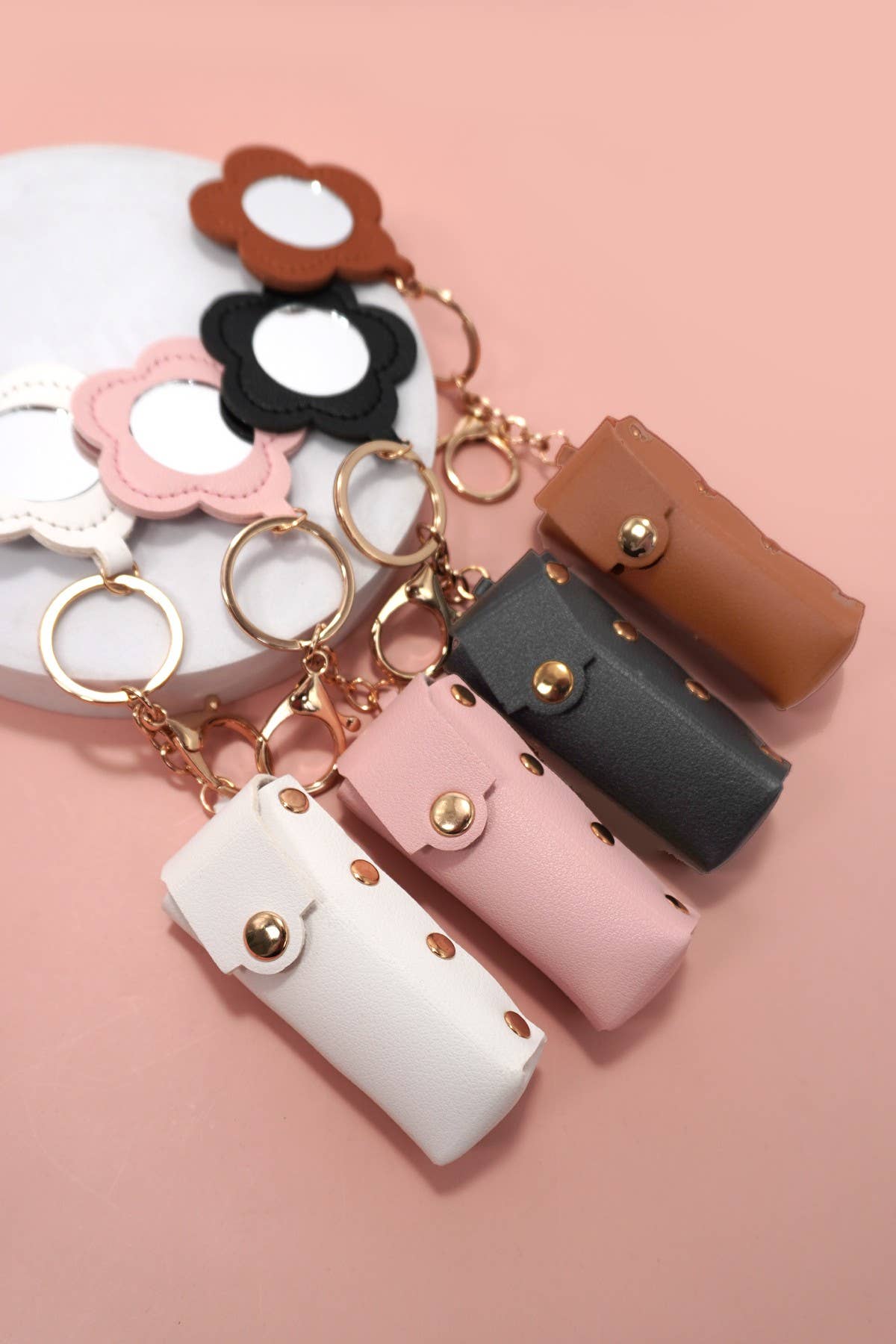 Lip Gloss Bag Charm Keychain - Pink