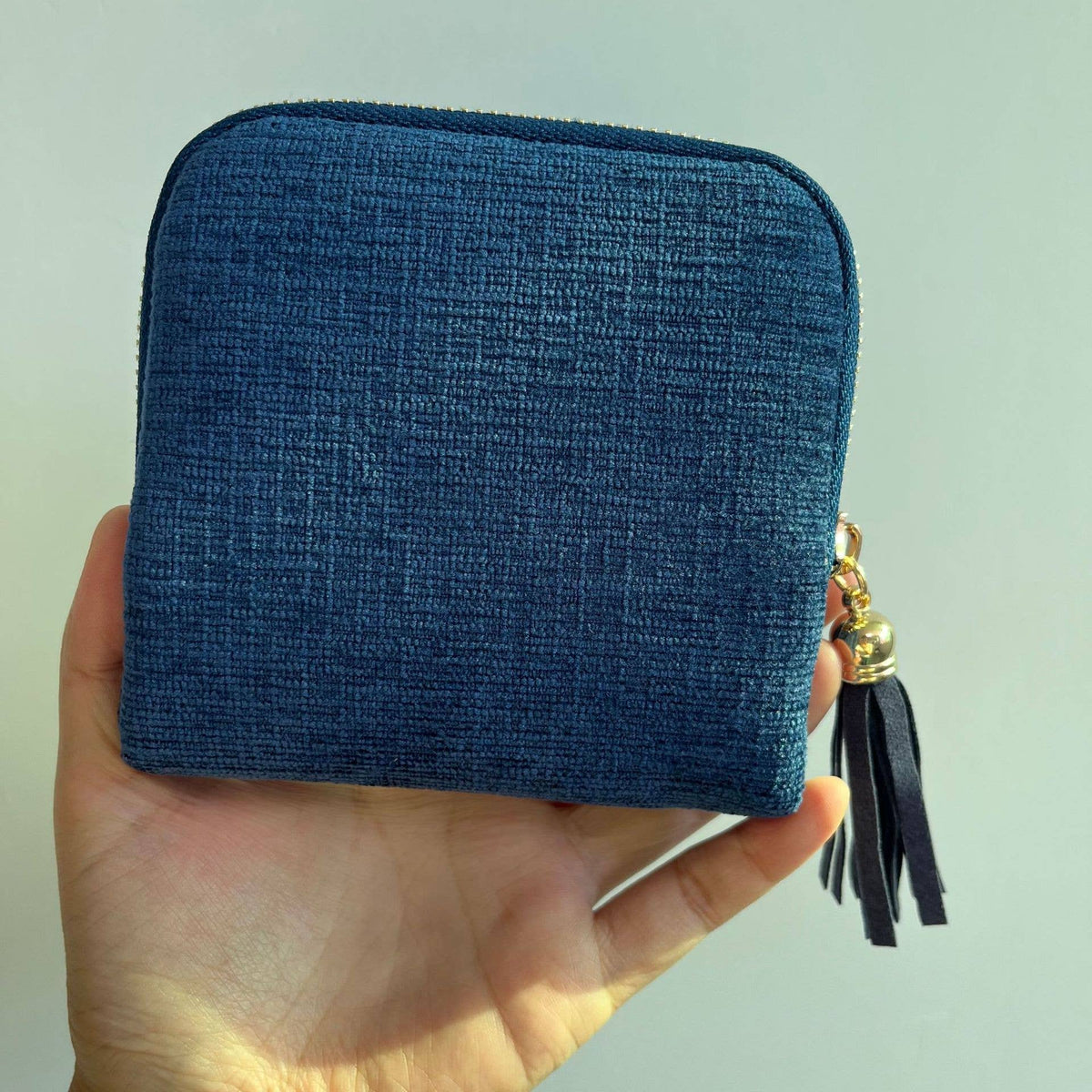 Fringe Zipper Jewelry Organizer Fabric: French Blue