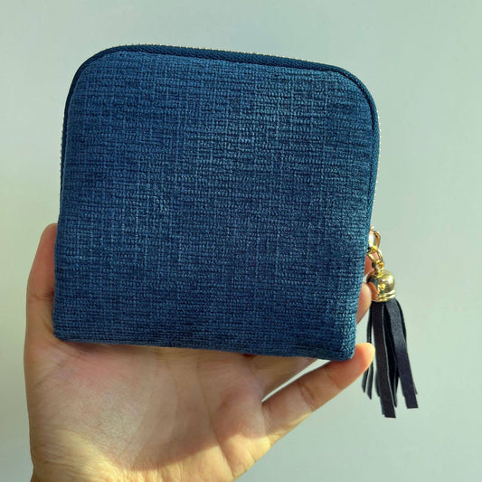 Fringe Zipper Jewelry Organizer Fabric: French Blue