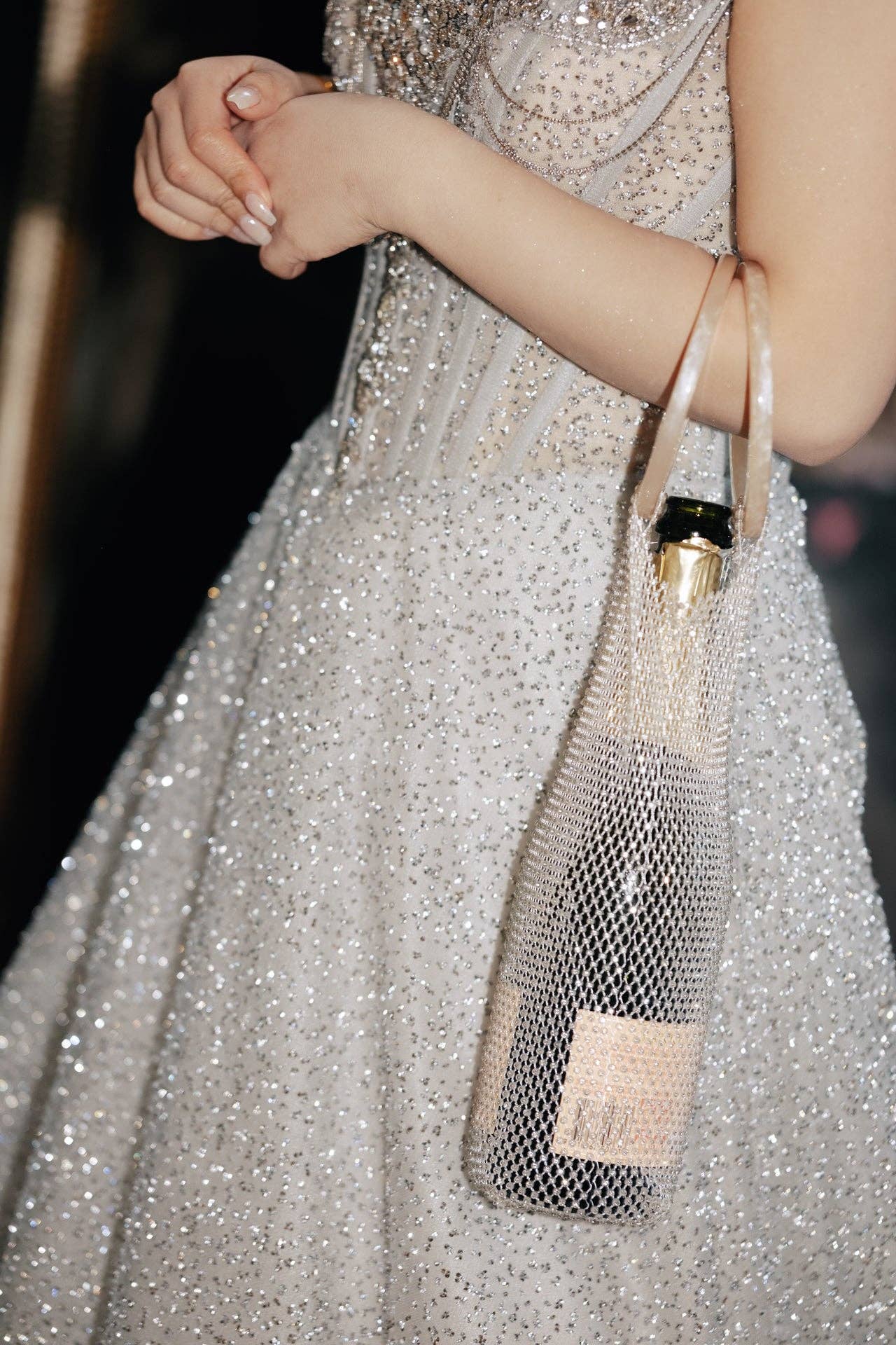 Luxe Crystal Wine Carrier: White
