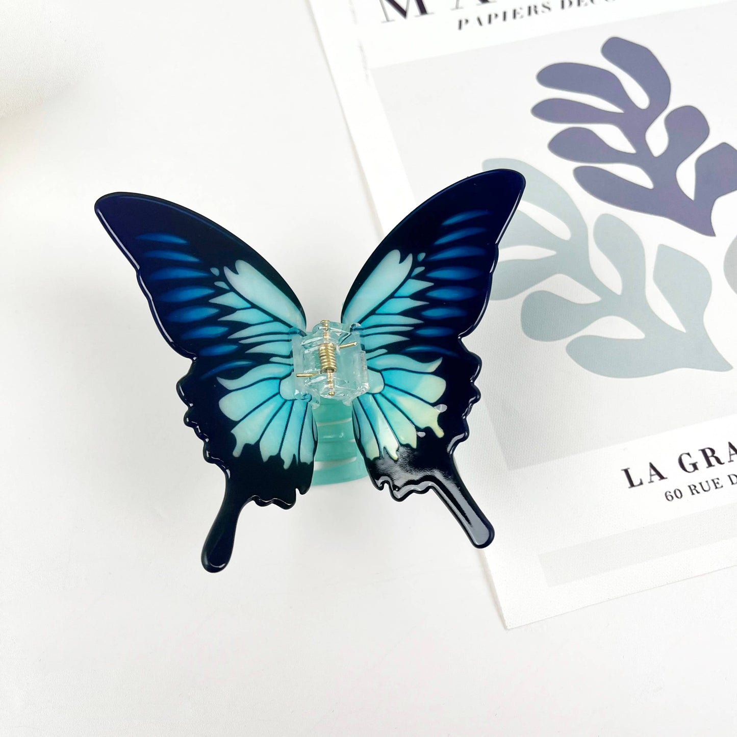 Large butterfly hair clip: LightBlue