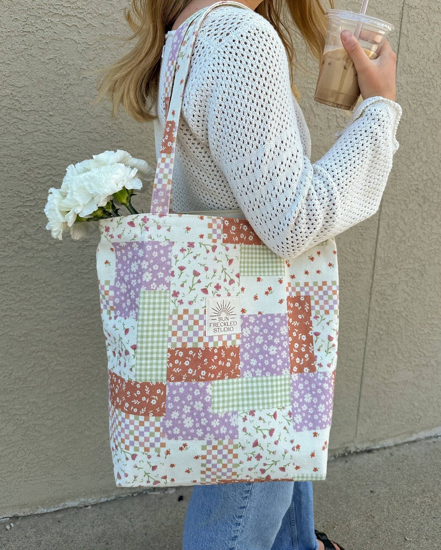 Flower Patch Tote Bag: Wide