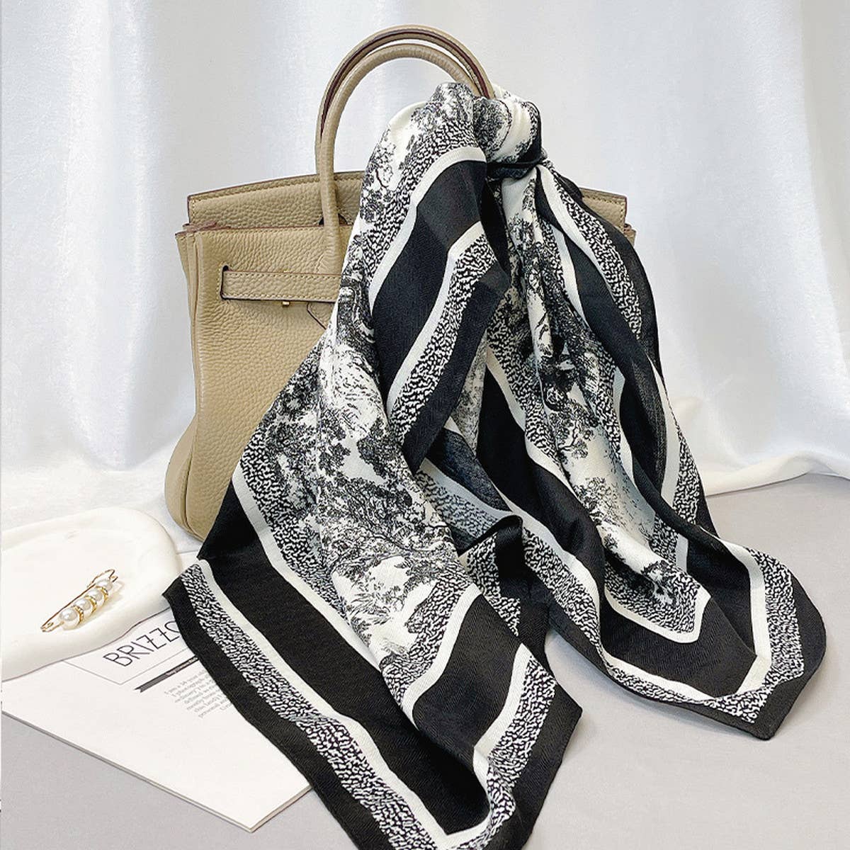 Ink Art Velvet Scarf - Black