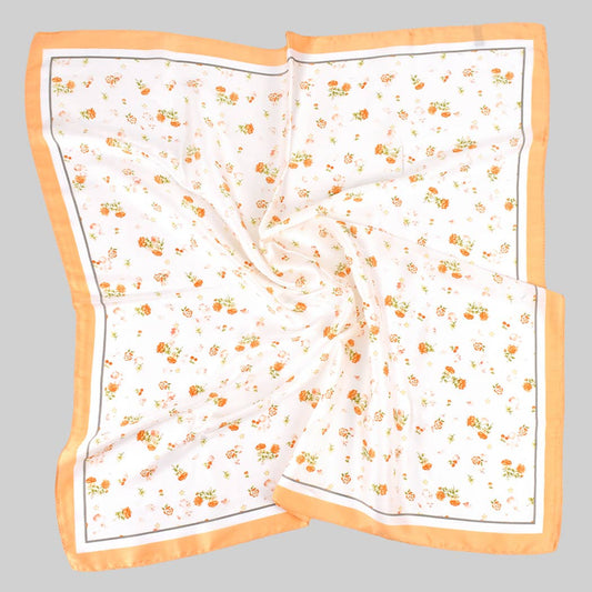 Country Flower with Stars and Cherries Square Scarf: Orange