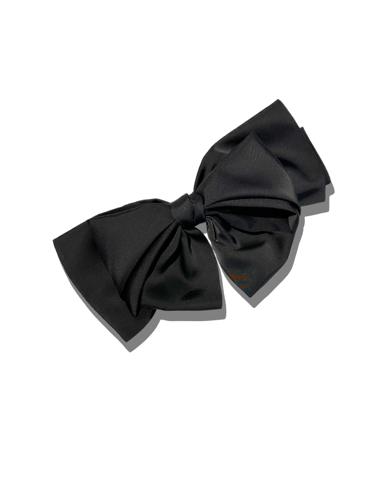 Handmade Satin Bow Hair Clip - Black