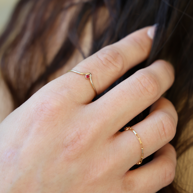 Chevron Jewel Ring - Ruby