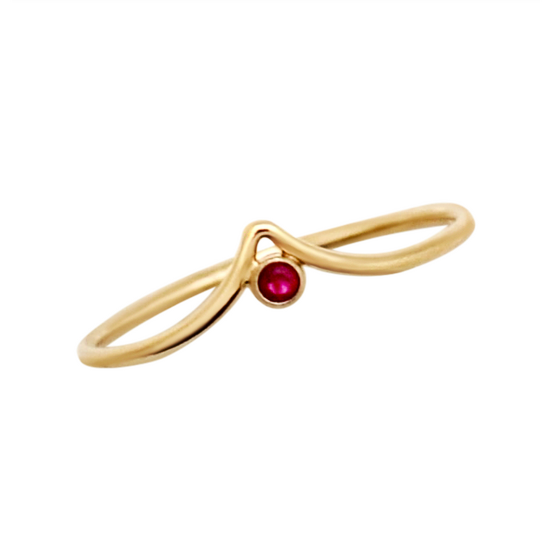 Chevron Jewel Ring - Ruby