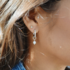 Classic Pearl Drop Hoops (Silver)