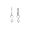 Classic Pearl Drop Hoops (Silver)