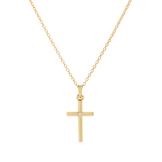 Diamond Solitaire Cross Necklace