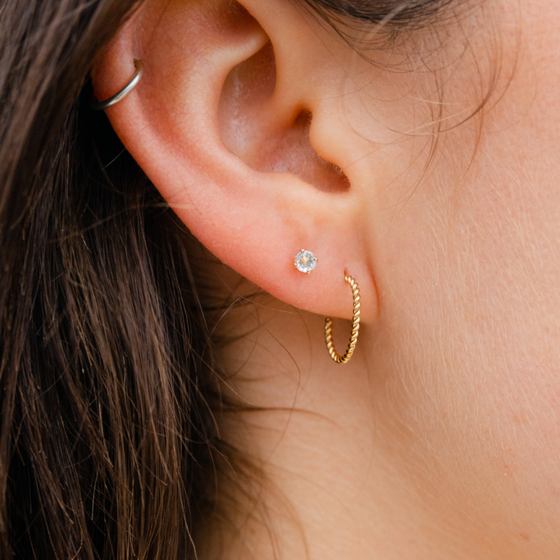 Dot Earrings (Small) - Green Amethyst