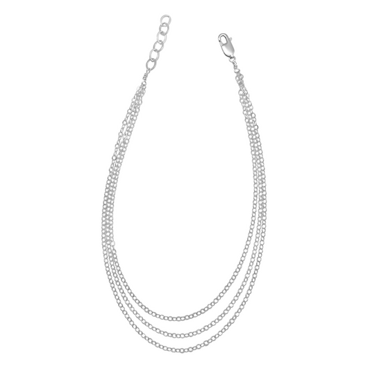 Draped Dainty Chain Anklet (Silver)