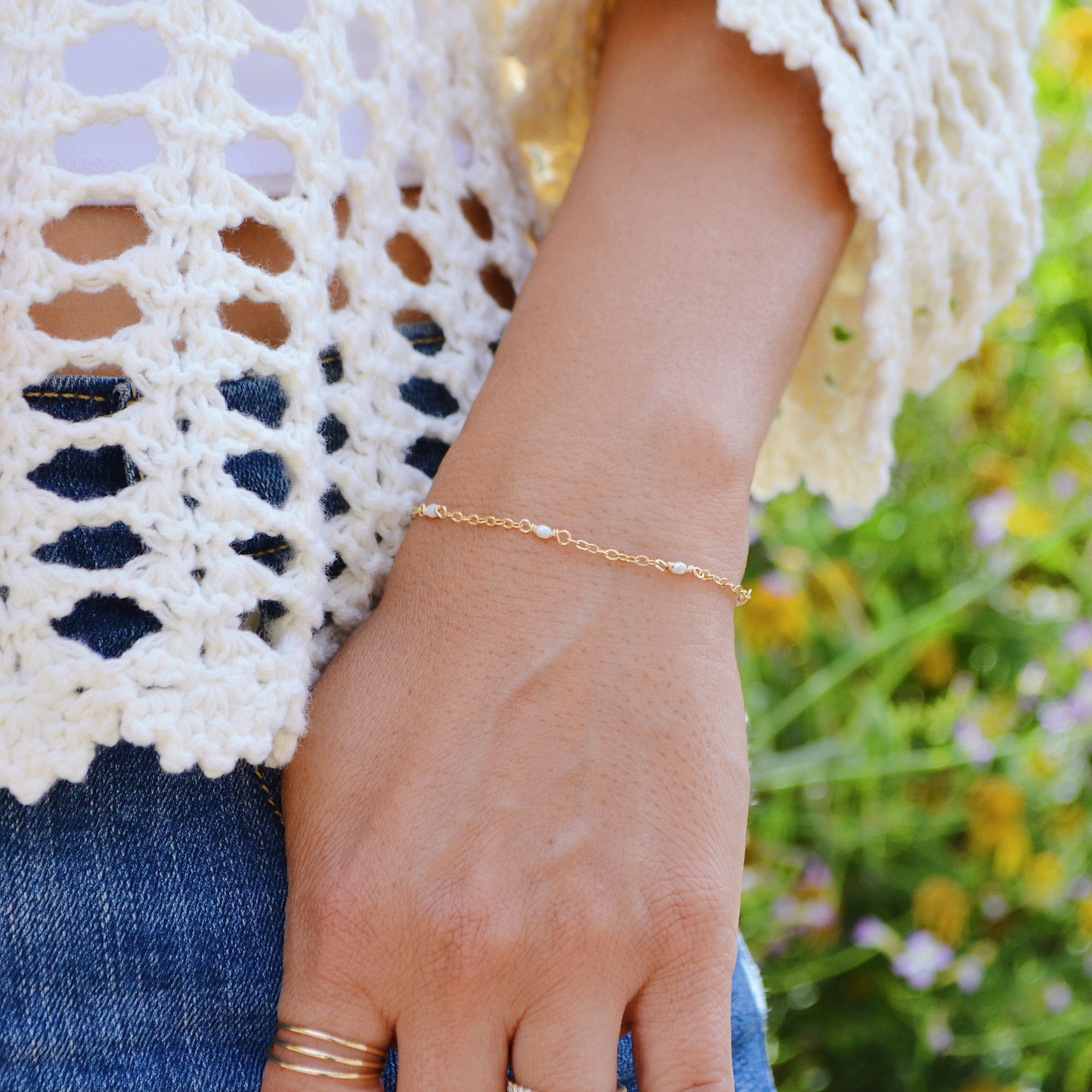 Glisten Bracelet - White Pearl